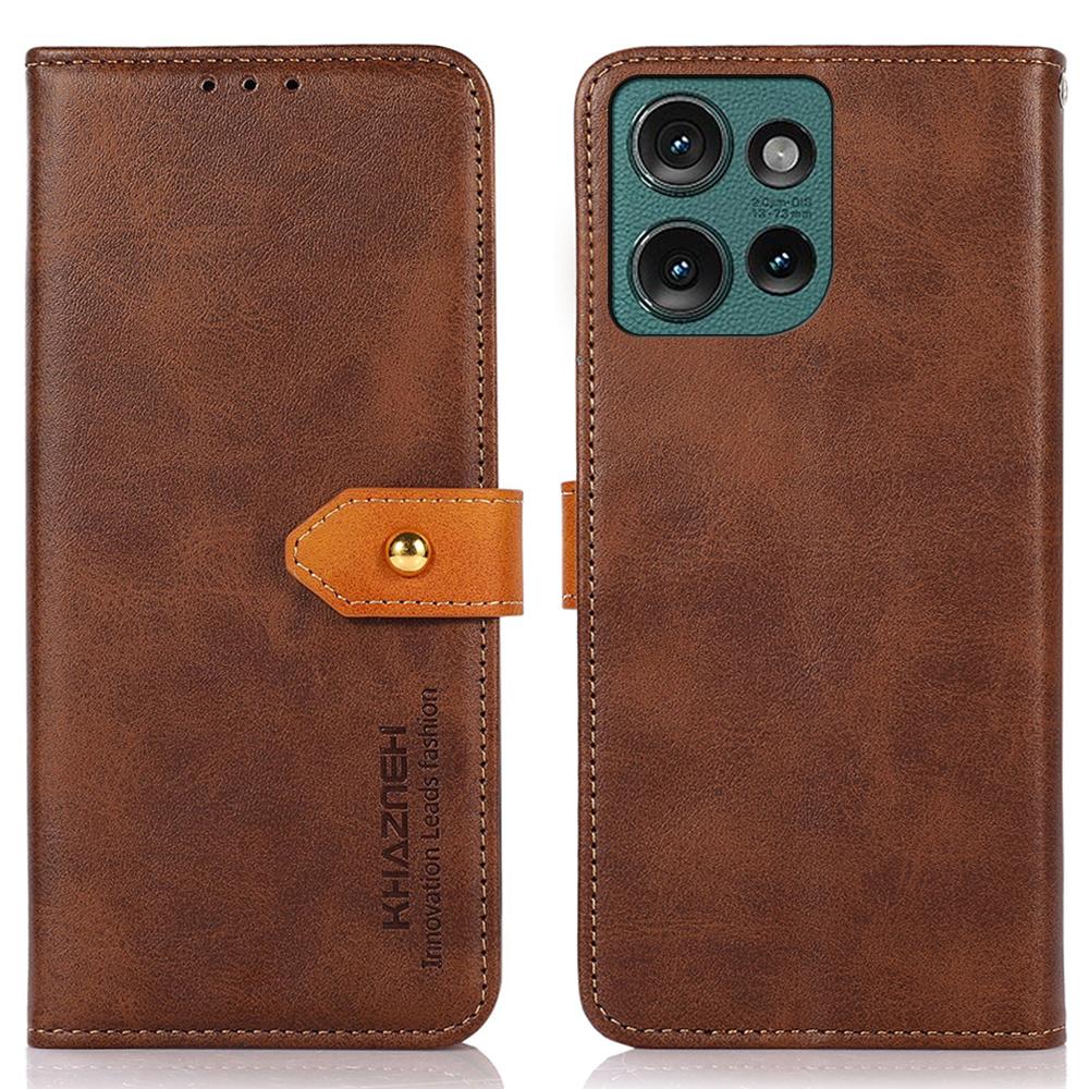 

KHAZNEH For Motorola Edge 50 5G Wallet Phone Case Stand Leather Flip Cover Brown