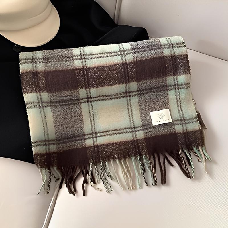 Autumn And Winter Couple Scarf Women'S Warm Thick Shawl Retro Lazy Style Plaid Neck Scarf