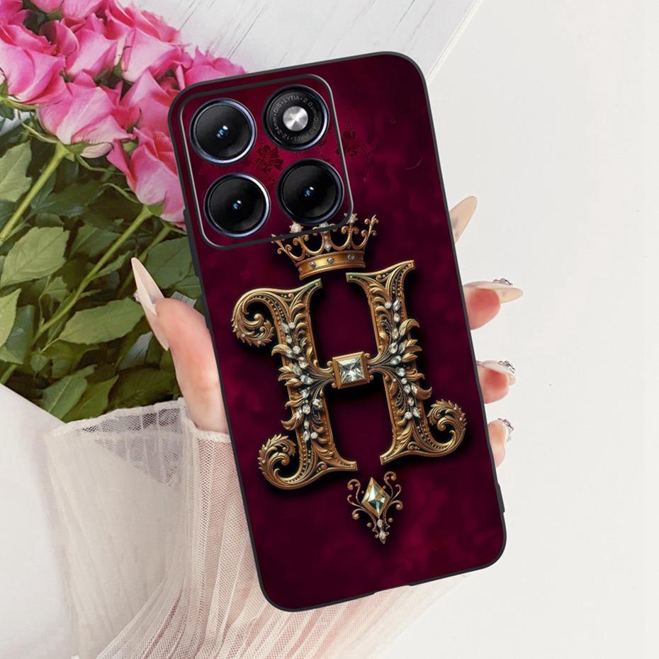 Modische Krone Buchstabenhülle Für Motorola Edge 70 Fusion Weiche Schwarze Silikon-Rückseite Für Motorola Edge70 Fusion 5G Handyhüllen