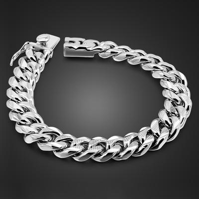 Bracciale da Uomo 10mm Puro Fatto a Mano Placcato Oro Rodio Spesso Fiore d'Auto Catena Cubana Gioielli