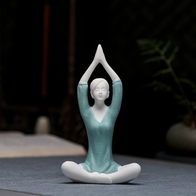

Ceramic Yoga Girl sculptures and figurines Creative Zen Home Room Office Yoga Room Table decoration and accessories