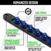 ABS Socket Organizer 360° Swivel 1/4Inch 3/8Inch 1/2Inch Premium Quality Socket Clip Rail Holder Socket Organizer Tools Blue