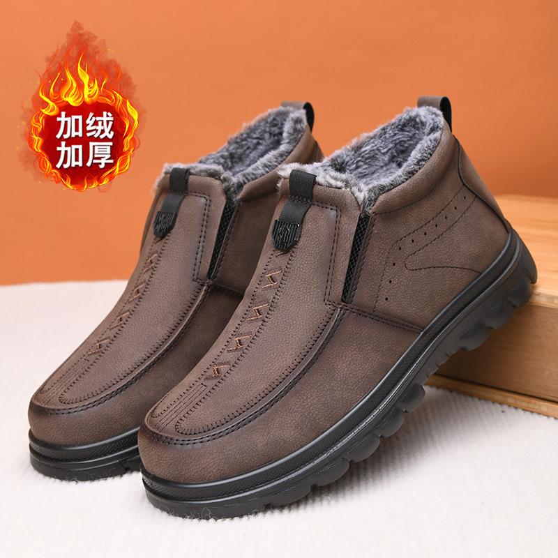 2025 winter new old Beijing cloth shoes men's large size cotton shoes thickened and thickened thick sole one pedal middle-aged and elderly men's shoes