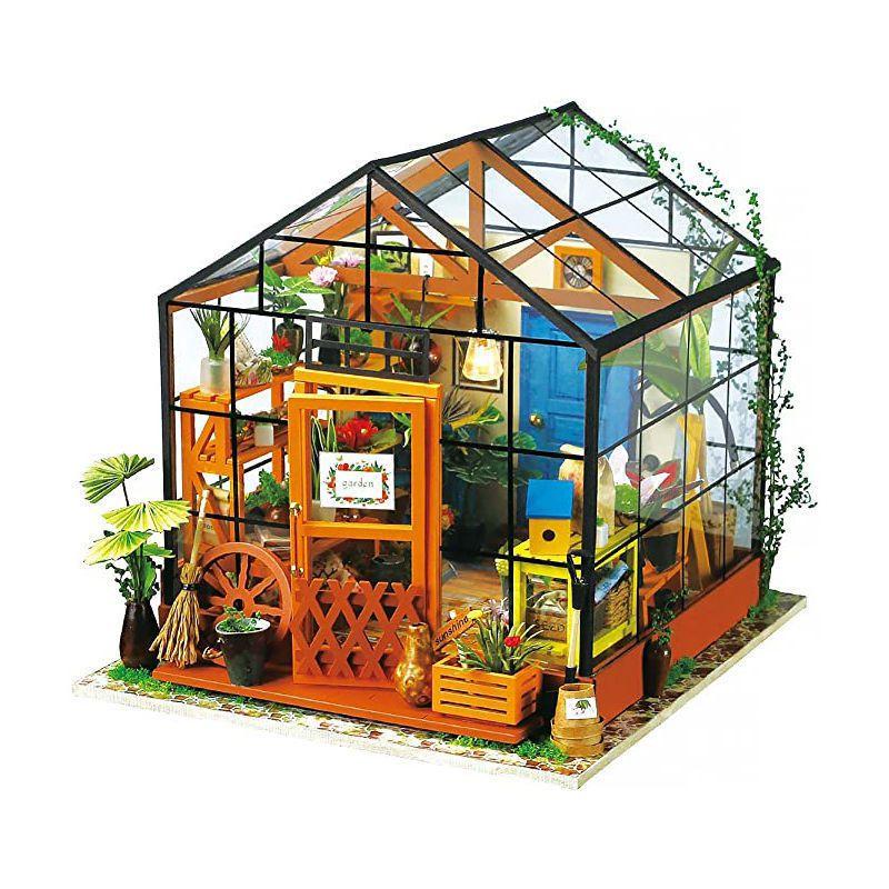 

3D Модель Дома Набор Сделай Сам Теплица Миниатюрный Кукольный Домик Сборка Светодиодная Подсветка Детский Подарок