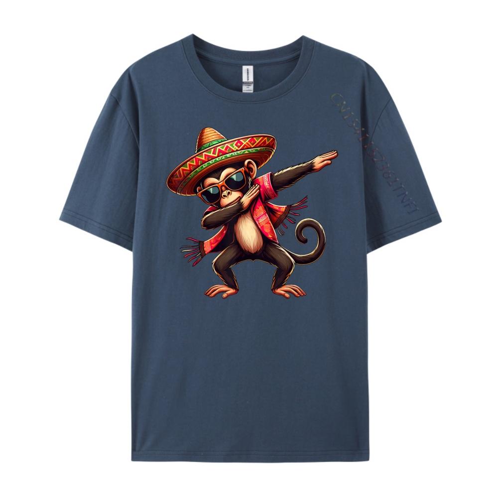 Dabbing Monkey Sombrero Poncho Cinco De Mayo Mexican Anime T Shirts Funny T Shirts Graphic Tshirts Gothic Style