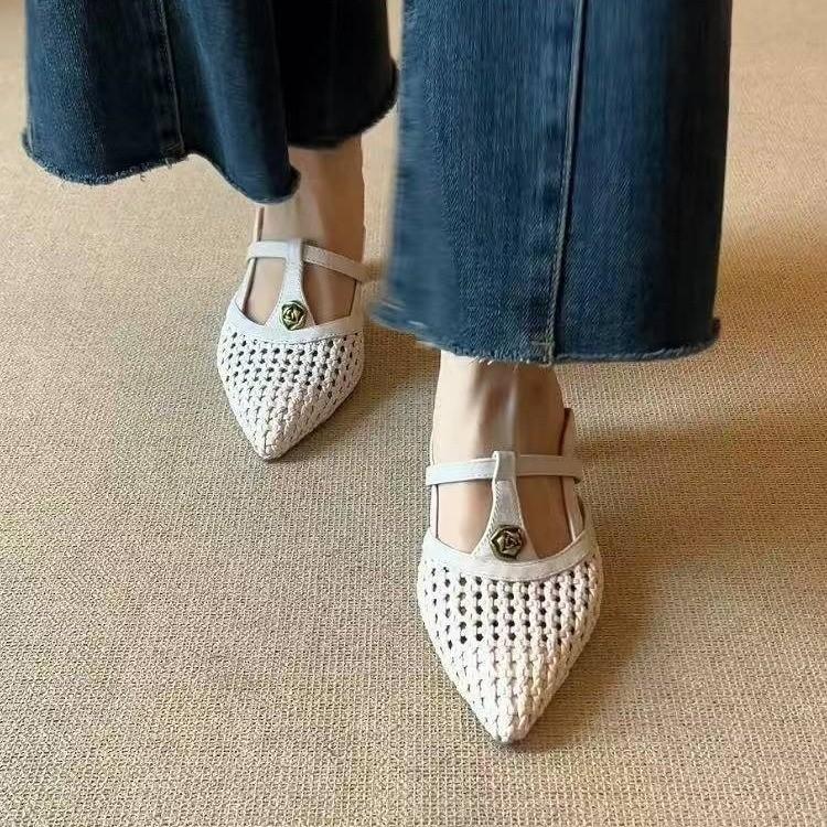 Fashion Summer Women Cover Toe Mules Slippers Fashion Shallow Slip On Slide Shoes Ladies Dress Street Style Footwear