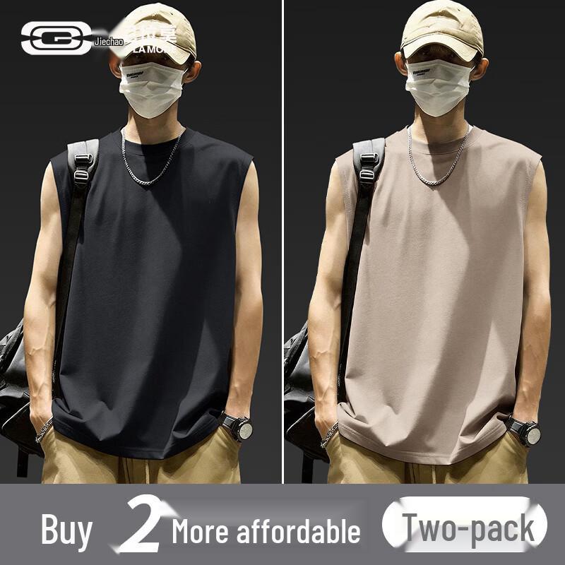 GENIOLAMODE Men s 2-Pack Heavyweight Pure Cotton Sleeveless T-Shirt 2XL