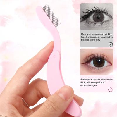 1/2 Pezzi Pettine Separaciglia Manico Pieghevole Strumento Separaciglia Denti in Acciaio Inossidabile Pennello Separaciglia Pettine Applicatore Mascara Trucco da Donna