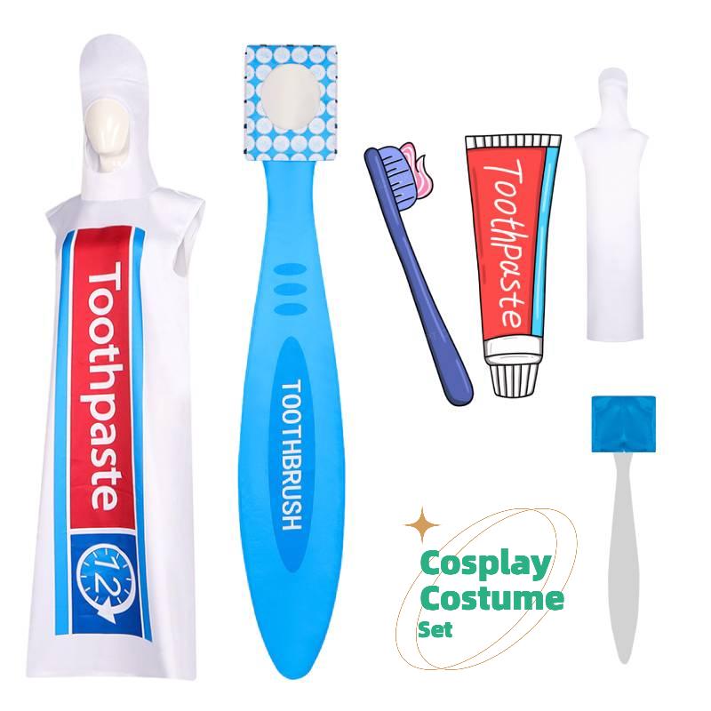Tannkrem Morsom Tannbørste Cosplay Kostyme Par Halloween Antrekk Rollespill
