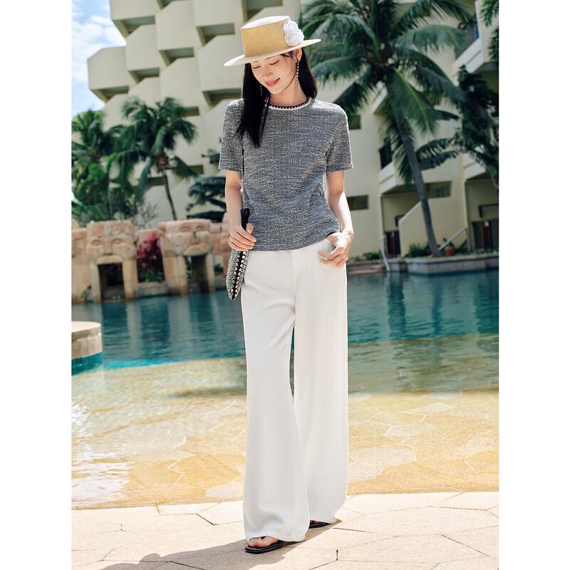 Летняя футболка Annakou 2025 с фактурной вязкой, с коротким рукавом L