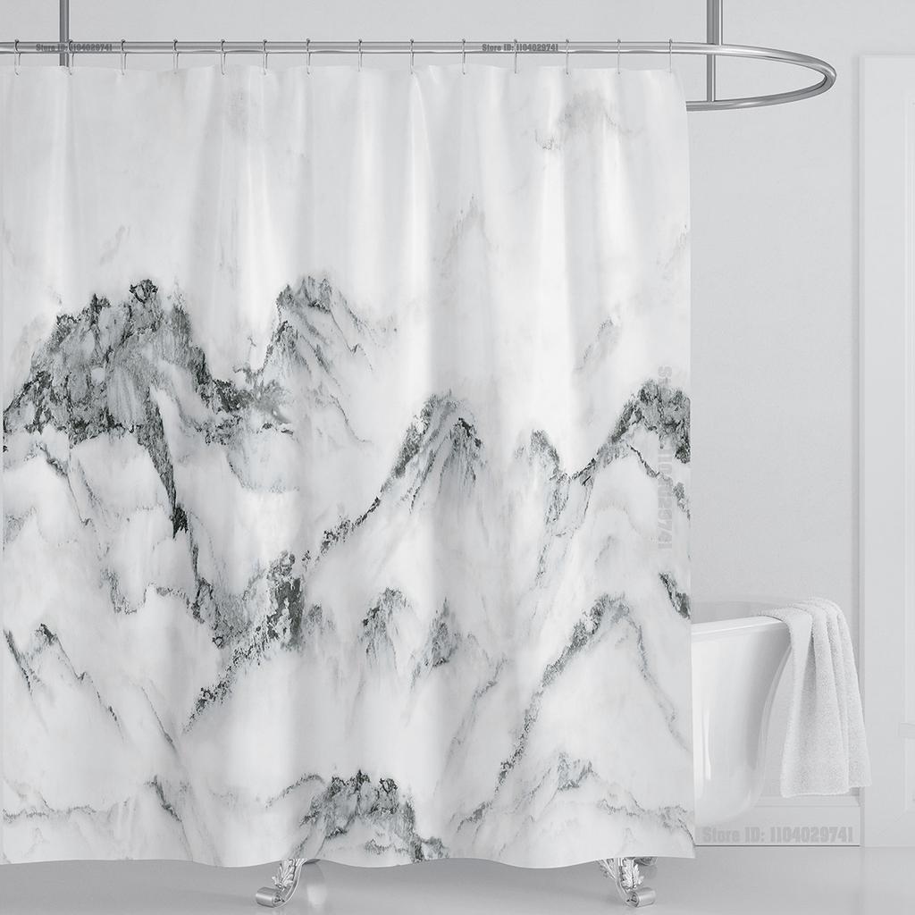 Marble Waterproof Shower Curtain Waterproof Shower Curtain for Bathroom Decor Printed Washable Shower Curtain with Hooks