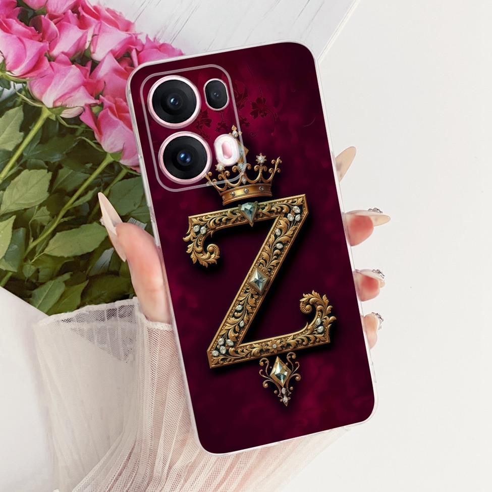 Transparent For Oppo Reno 13Pro CPH2697 PKK110 Cover For Oppo Reno 13 Pro Case Luxury Crown A-Z Letters 2D Flat Pattern