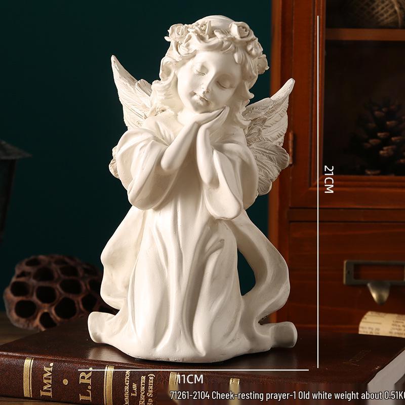 Americká Retro Evropská Pryskyřičná Figurka Anděla: Bílá stolní dekorace pro malé dívky