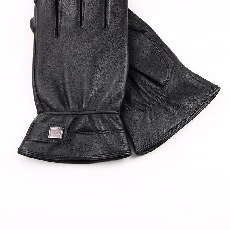Hengyuanxiang Men's Sheepskin Winter Cycling Gloves