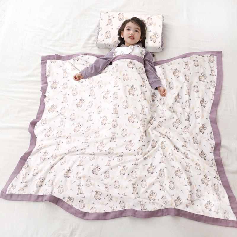 Digital Print Bamboo Cotton Baby Blanket - Four-Layer Gauze Anti-Kick Quilt for Newborns