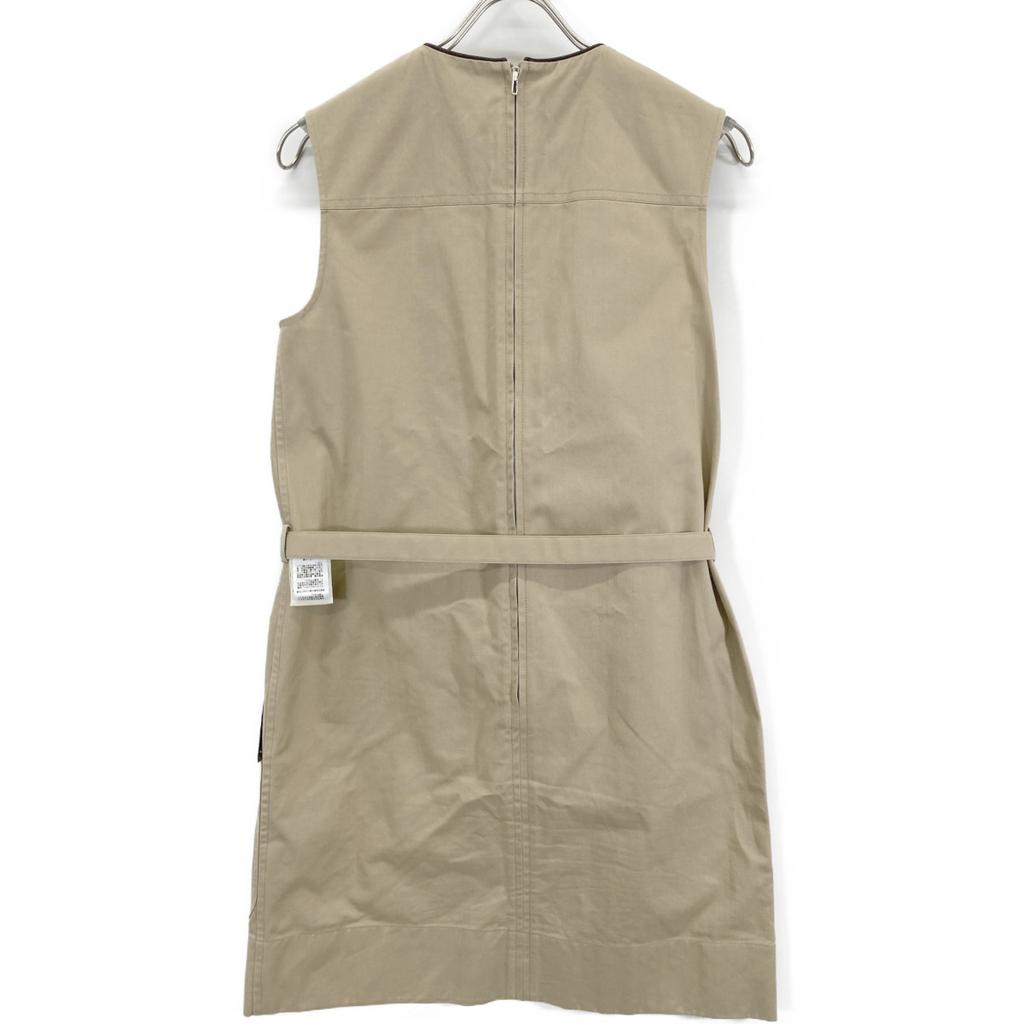 HERMES [/Domestic Regular] Leather/Cotton Switch Sleeveless Top with Belt dress 36 beigeUsed