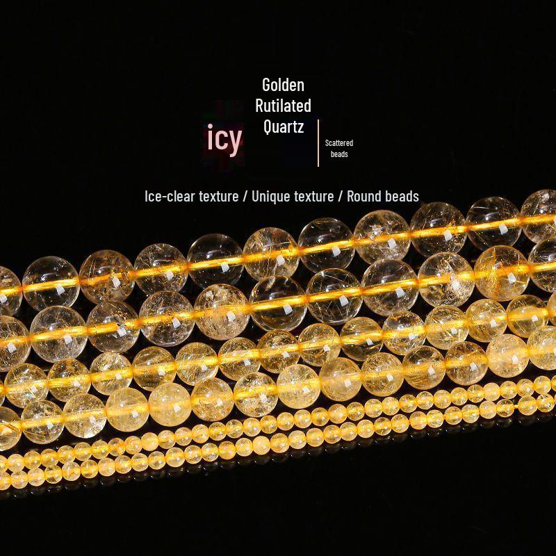 Golden Rutilated Quartz Beads for DIY Jewelry: Handmade Bracelets & Necklaces 6mm