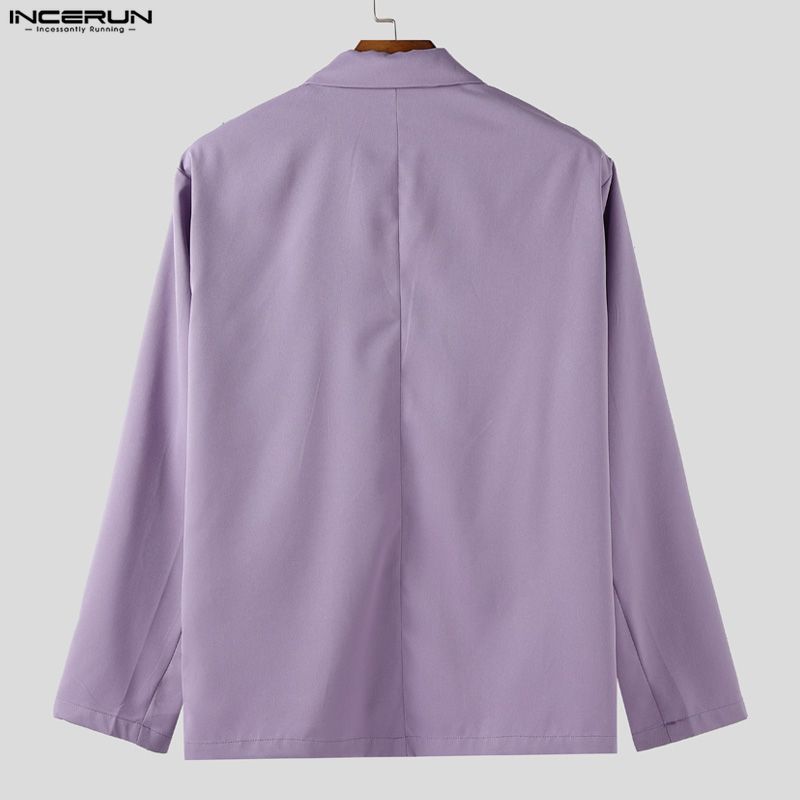 INCERUN Paltoane Blazer Subțiri cu Rever pentru Bărbați, Mânecă Lungă, Decupaje cu Nasturi