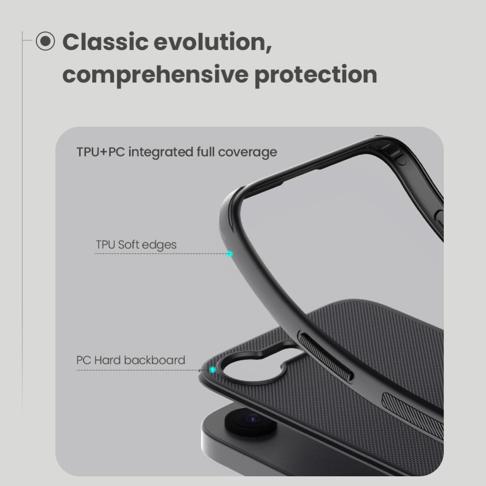 Für iPhone 16e Telefonhülle Nillkin Super Frosted Shield Pro Harte PC + TPU-Schale Stoßfeste Rückseite