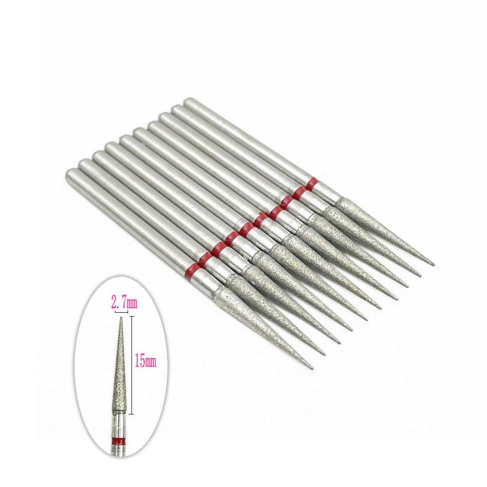 10pcs 2.35mm Shank Diamond Grinding Bur Drill Rotary Drill Dental Grinding Dental Polishing Burs Nail Drill Bits