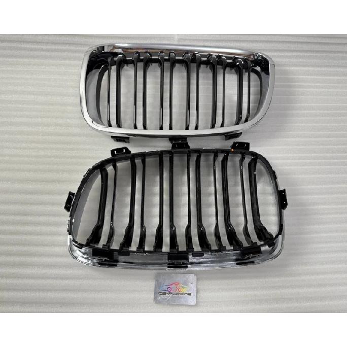 2012-2014 För BMW 1-serie F20 Grill Dubbla Ribbor Blank Svart/Matt Svart/Svart+Krom ABS Främre Njuregrill