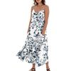 Women's Fashion Casual Floral Print Sleeveless Pocket Long Beach Dress