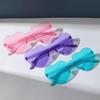 3Pcs Love Heart Shape Sunglasses Jelly Color Frameless Heart Shaped One-piece Glasses Dazzling Color Party Festival Teen Glasses