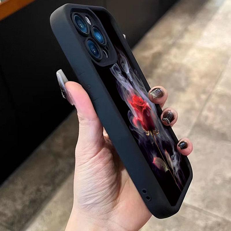 Flower Minimalist Dark Theme Rose Phone Case For Xiaomi 14T 13T 12T Pro 11 Lite 5G 14 13 12 Shockproof Matte Soft Silicone Cover