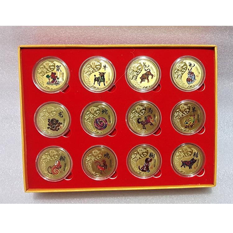 

Colorful Zodiac Signs, Commemorative Medals, 12 pieces, Complete Set, Gold Coin Gift Box Set, Zodiac Commemorative Coins, Metal Craft Gifts