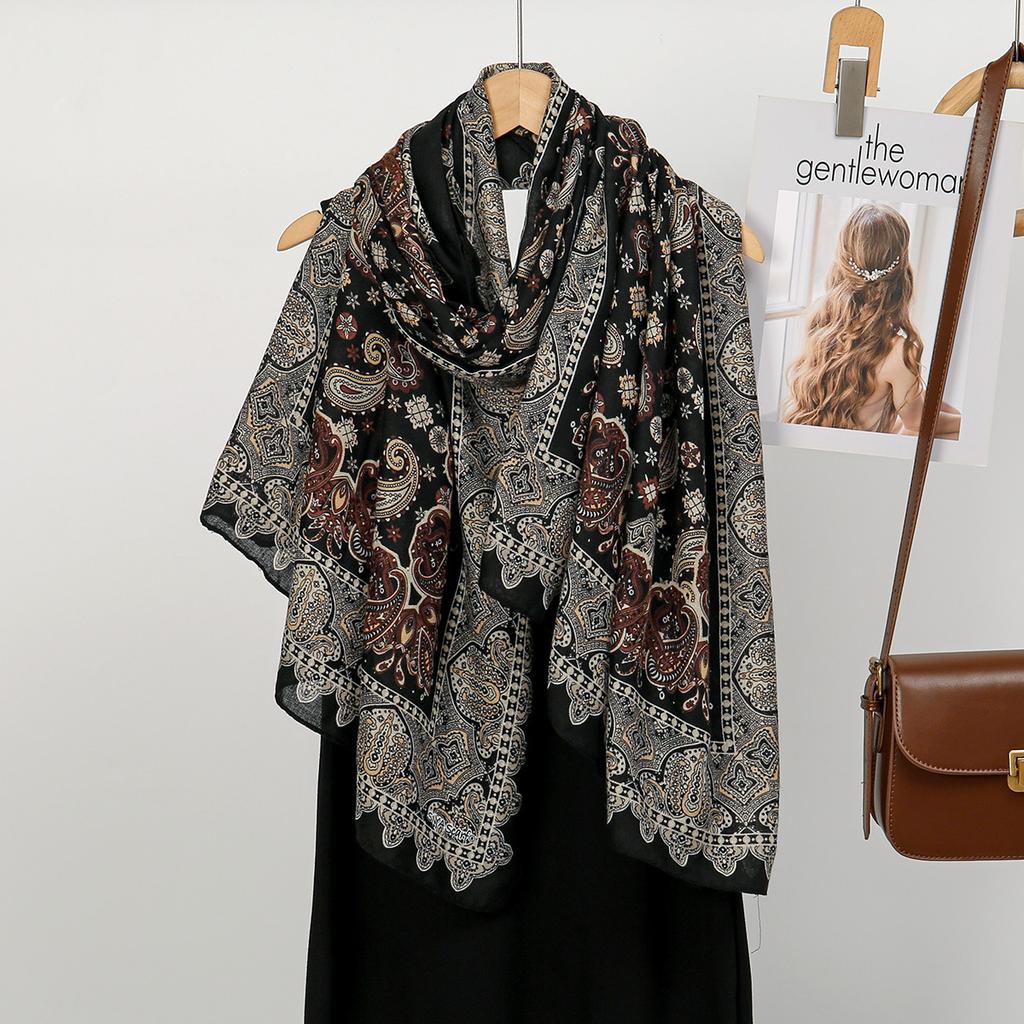 New European And American Style Women'S Long Scarf Scarf Temperament Gentle Retro Large Size Sunscreen Beach Towel Shawl