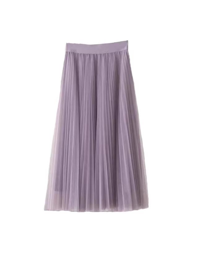 Round Versatile Three-Layer Mesh Pleated Long Skirt for Women - 6-Meter Wide Hem, 2026 Spring/Summer Collection