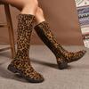 Autumn and winter European and American knee boots large size leather side zipper British style thin boots