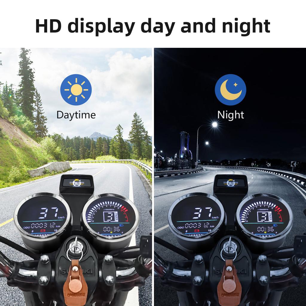 12V Motorcycle Speedometer Odometer Gauge Gear Indicator Digital LCD Instrument MPH km/h Digital Gauge For Suzuki GN125/150