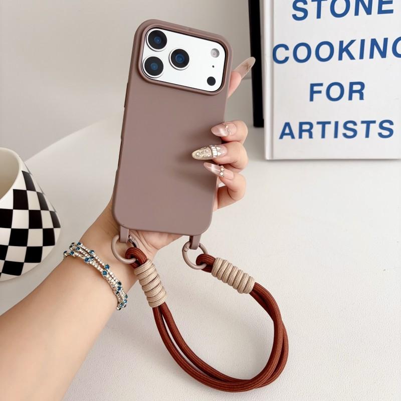 Lanyard Case For iPhone 17 Pro Max Air 11 12 13 14 15 16 Plus Candy Shockproof Wrist Strap Soft Silicone Anti-Loss Cover Funda