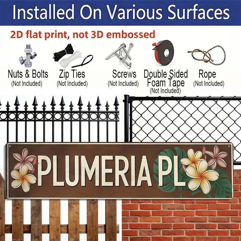 2D Flat, 1pc 1pcs Rustic Tropical Plumeria Flower Wall Art - Wall-Mountable Aluminium Decorative Sign Suitable for Home, Entryway, Bedroom, Living