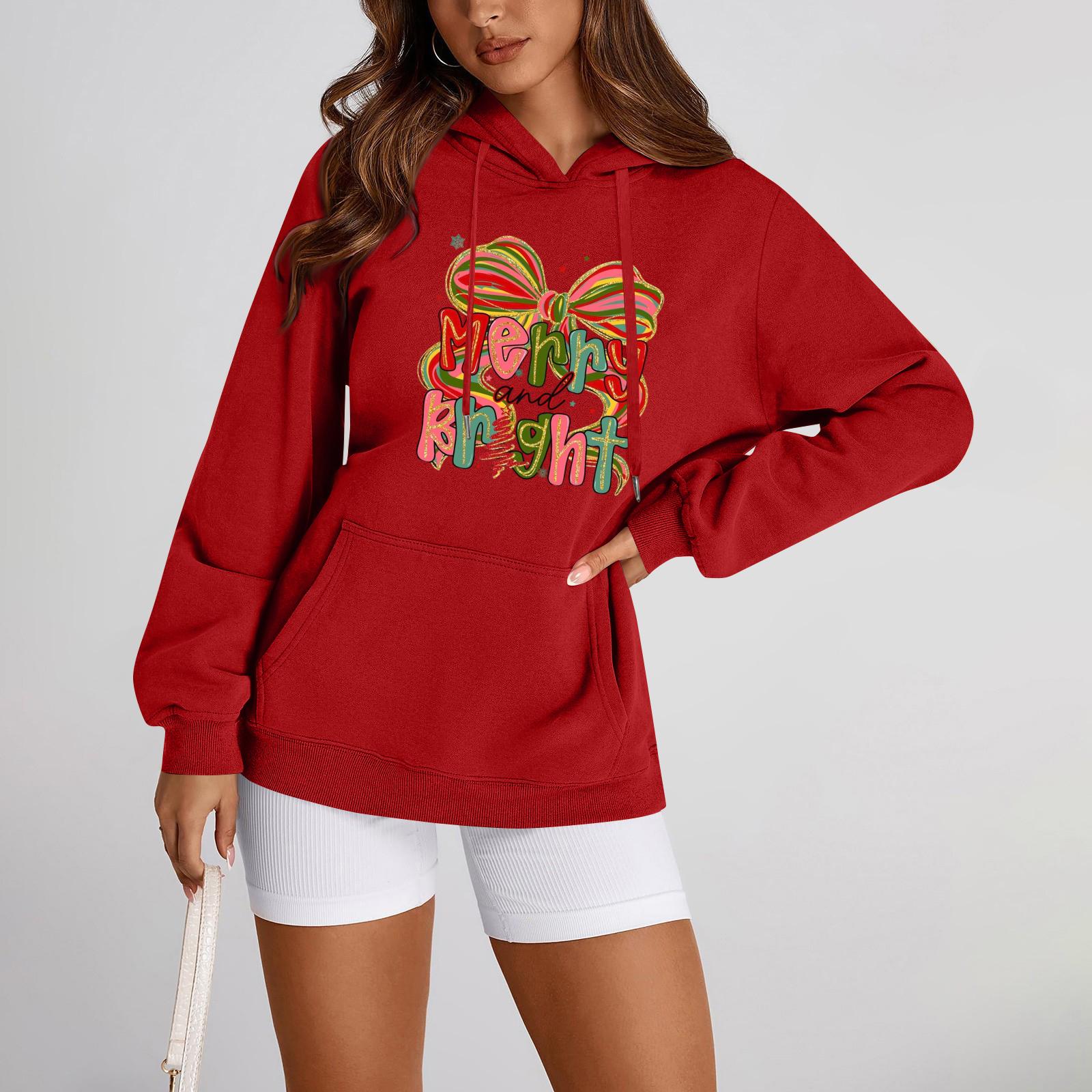 

Women s Hoodies Letter Printed Sweatshirt Pullover L красный