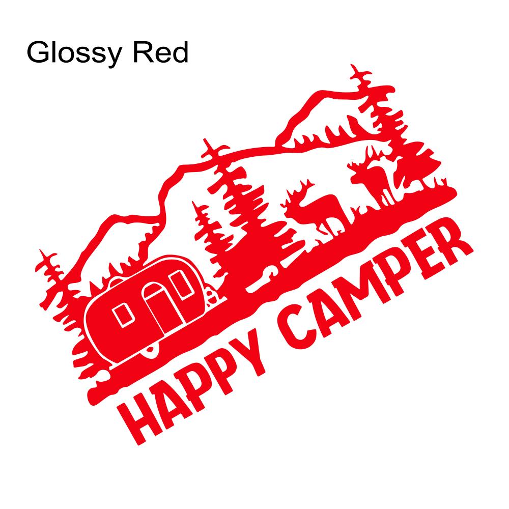 Happy Camper Mountain Camping Tree Car Sticker for Van Motovan Motorhome Caravan Vinyl Decoration Decals Auto Tuning Accessories