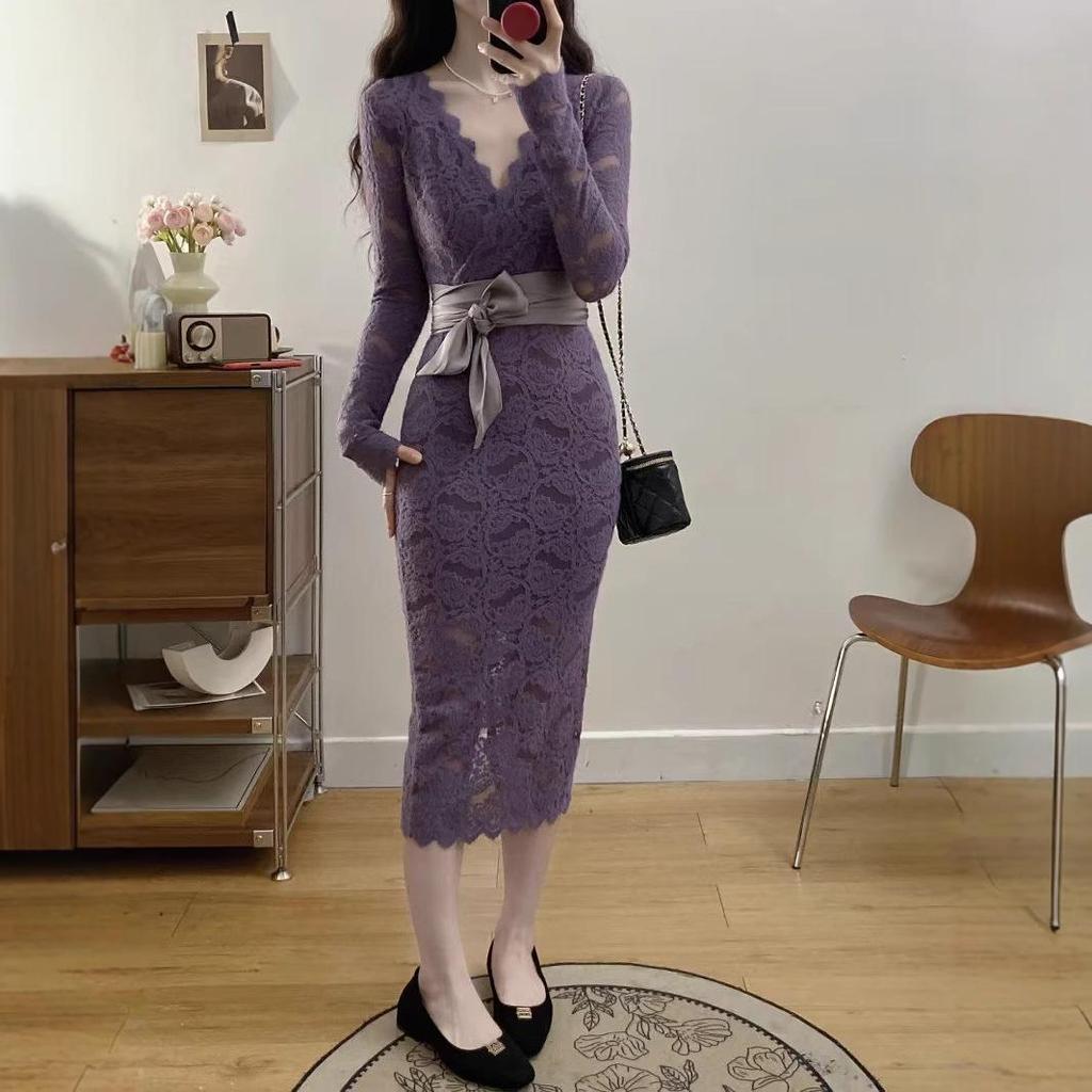 2025 French Plus Size Sexy Slimming Lace Dress for Mature Women - Hot Style Socialite Outfit