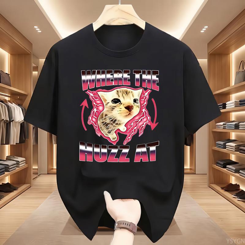 Wake Up Act Silly Kitty Graphic T Shirts Funny Cat Meme Hot Sale Short Sleeve T-shirt Omen Casual T Shirts S