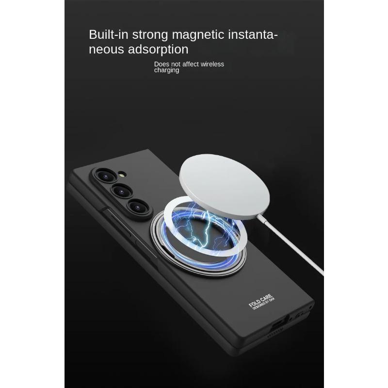 Galaxy Z Fold6 for Wireless Charging Magnetic Phone Case for Samsung Galaxy Z Fold 6 Fold 6 5G Rotating Bracket Protective Cover Holder Stand