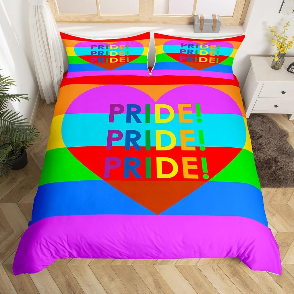 Colorful Swirl Bedding Set,Rainbow Stripes Duvet Cover Twin King Size Pride Theme Comforter Cover Abstract Art Bedspread Cover