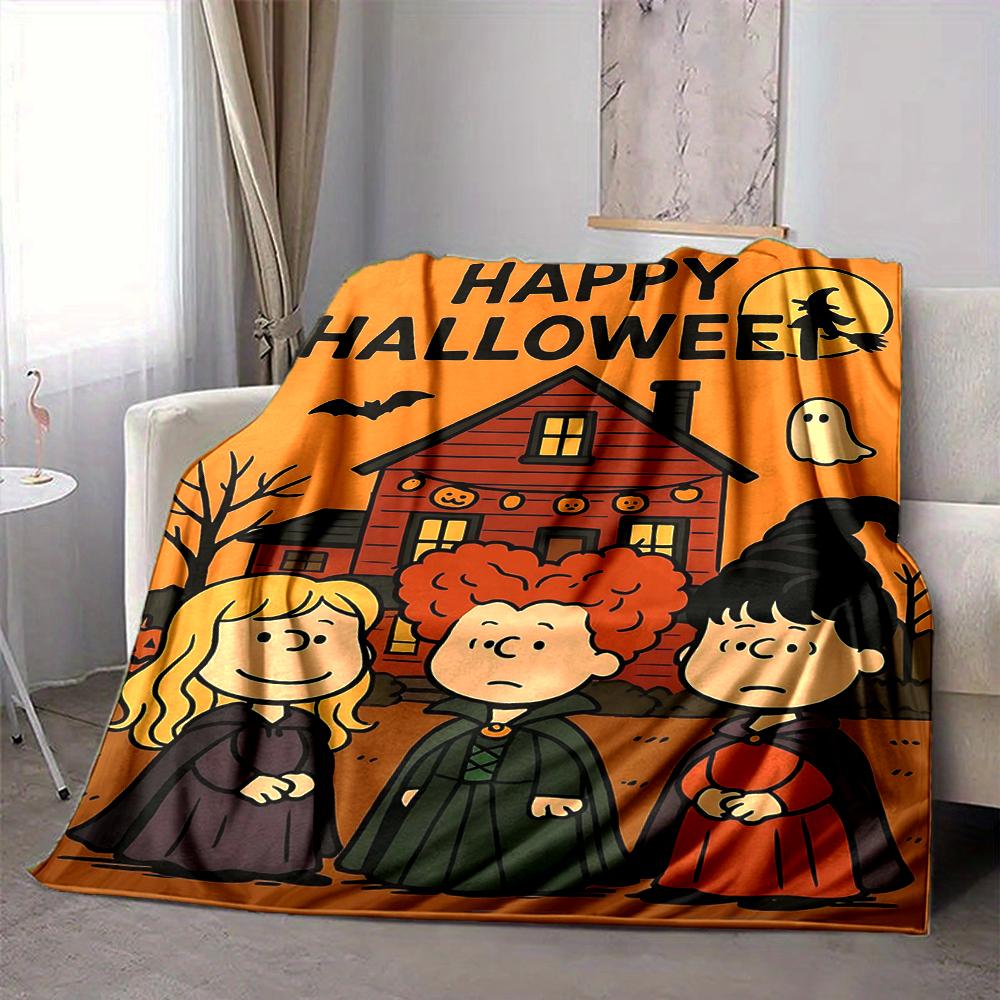 1Pc Snoopy'S Halloween Adventure Blanket Soft And Comfortable Casual Warm Camping Travel Christmas Halloween Gift M91789