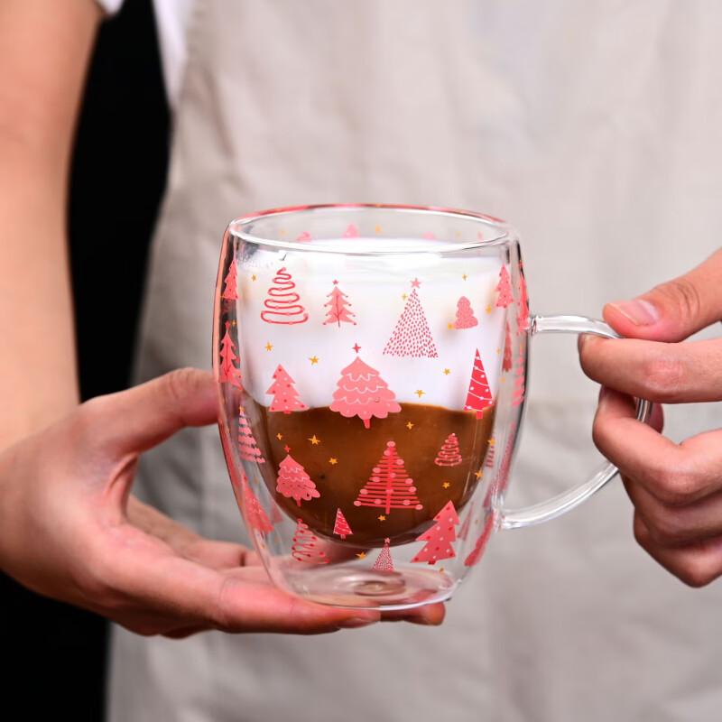 Pink Christmas Tree Glass Cup