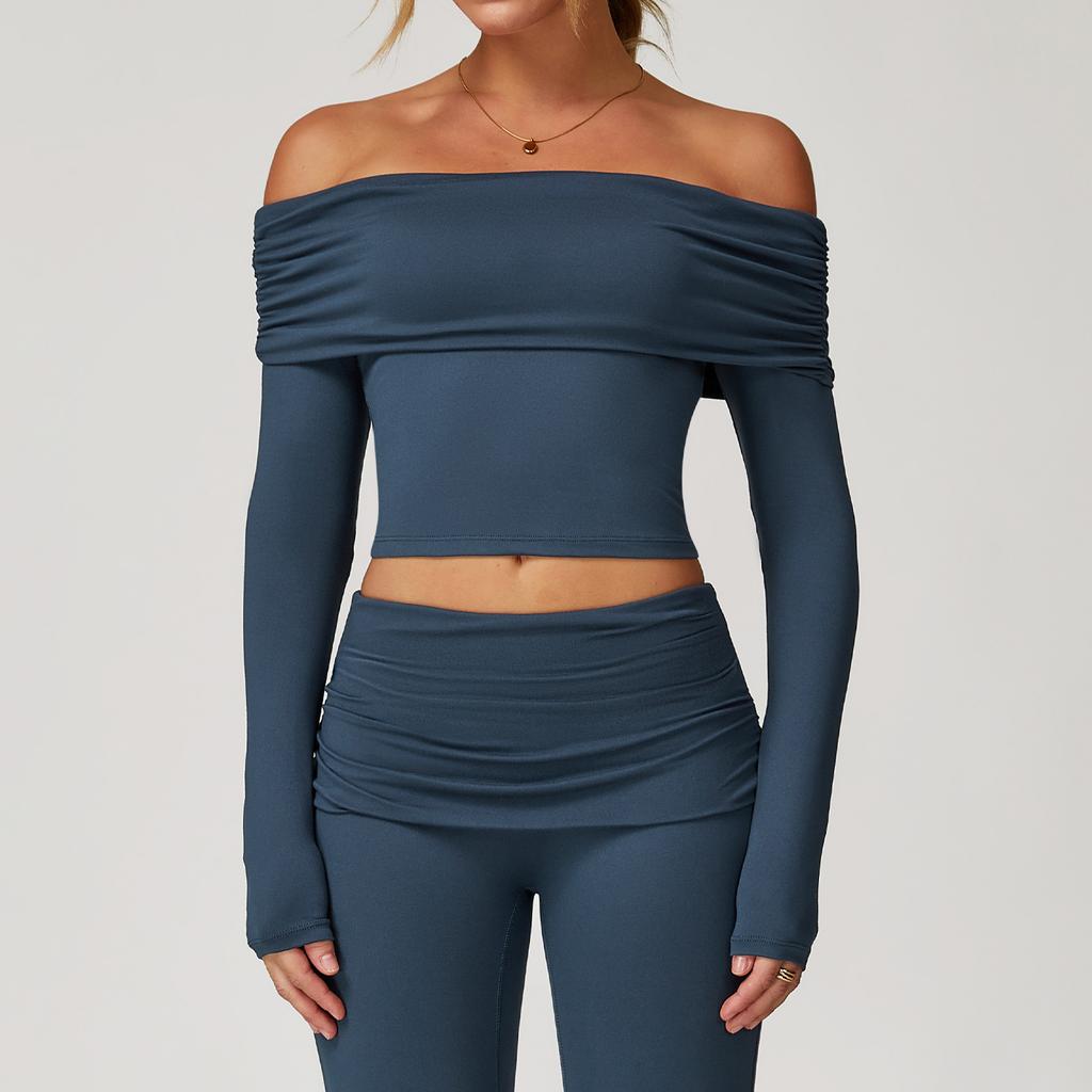 New Sexy Casual Long Sleeved Yoga Women'S One Shoulder Outer Wear Versatile Dance Sports Long Sleeved Women