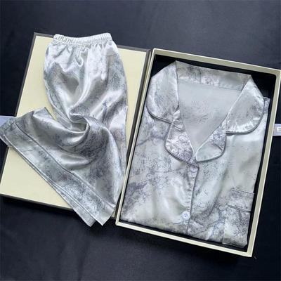 2 Parça Baskılı Uyku Giyim Faux İpek Saten Gecelik Pijama Moda Günlük Pijama Kadın Şortlu Pijama Takımı Mürekkep Boyama Kıyafetler