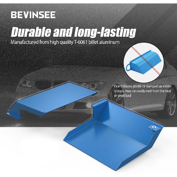 Bevinsee 2pcs Aire Intake Scoops Aire Inlet Compatible with 3 Series E92 323i 325i 328i 330i 335i 335d 2010-2013, Aluminum, Blue