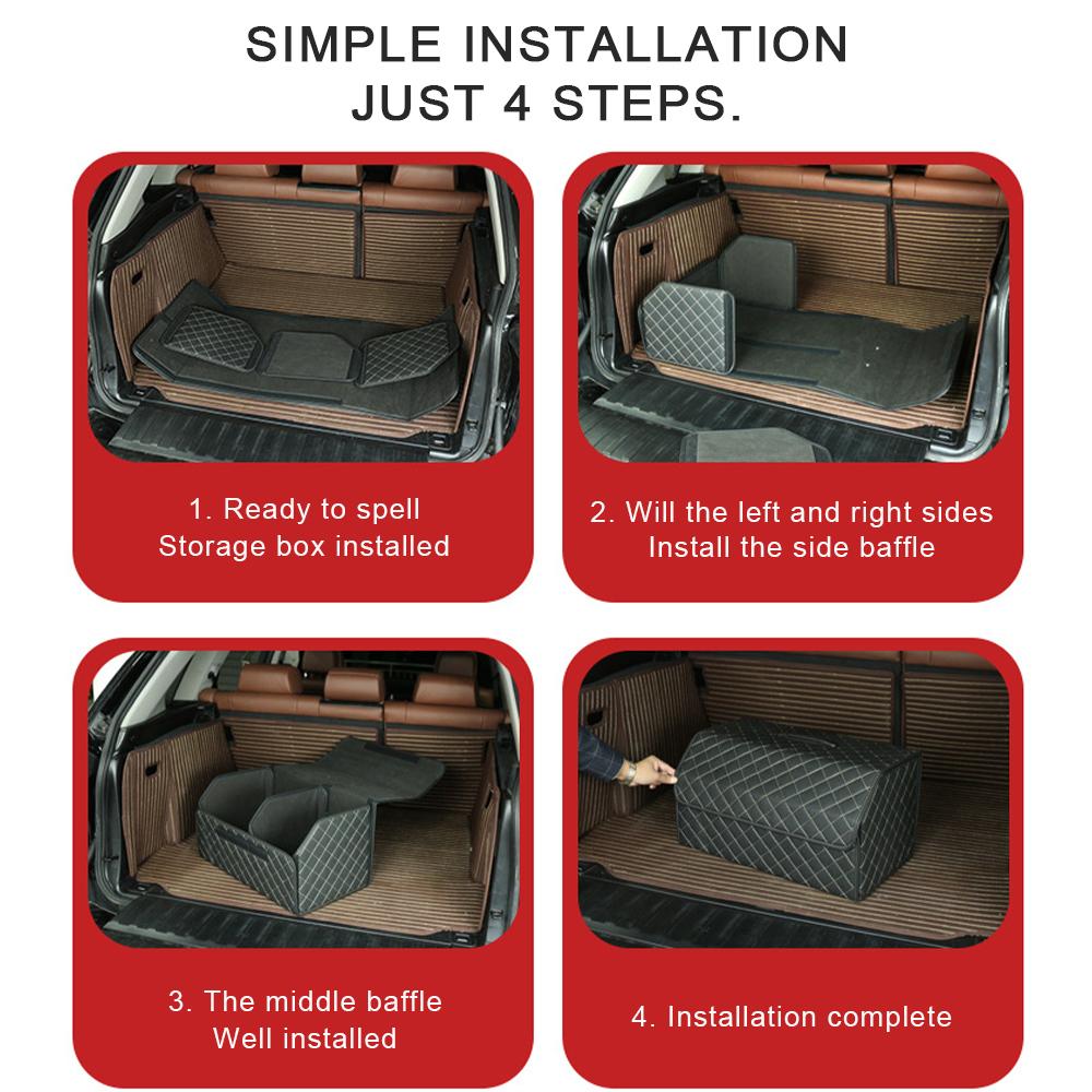 Collapsible Car Trunk Storage Box High Capacity Organizer In The Car PU Leather Trunk Tool Box Auto Accessories Storage Bag