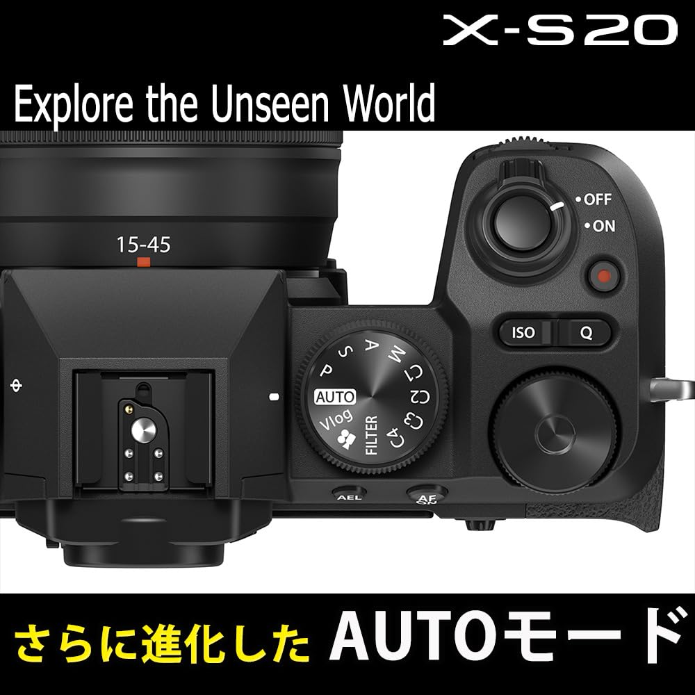 Fujifilm Mirrorless Digital Camera Body with Image Vlog 800 Shots Twice the Number of Shots of Previous Auto Subject and Large Black X-S20 In-Body
