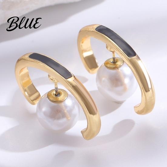 Commuter Fashion Earrings French C-Shaped Oval Hoop Versatile Drop