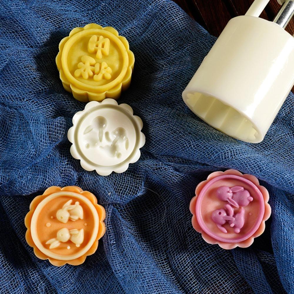 Rabbit Pattern Mooncake Stamp Plastic Mooncake Molds Cute   Baby Complementary Food